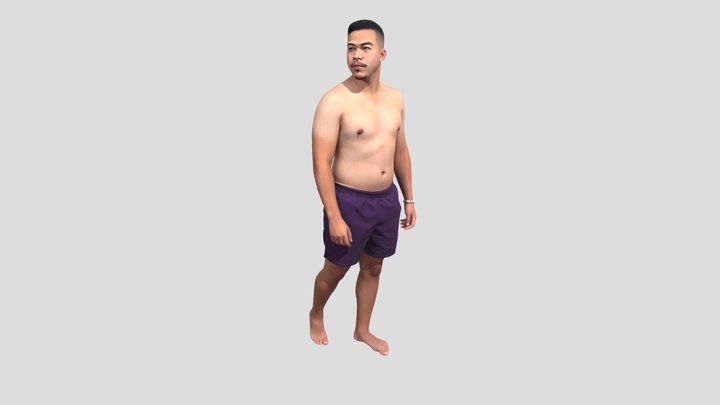 Shirtless man in purple shorts – Modello 3D gratuito STL