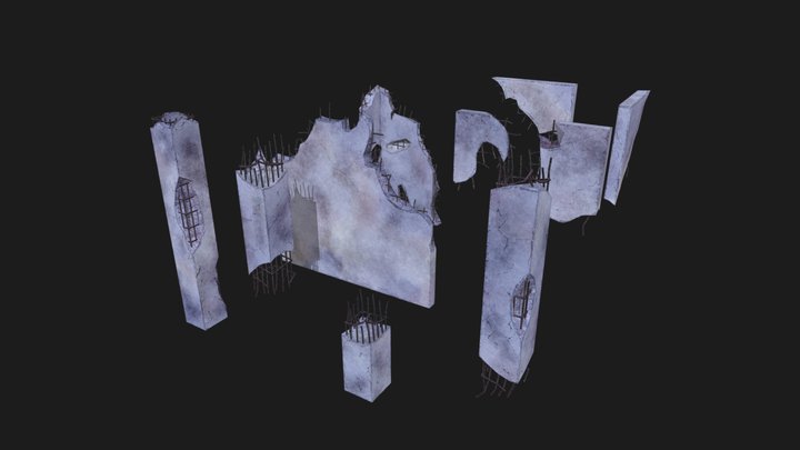 Broken concrete debris - low poly 3D Model