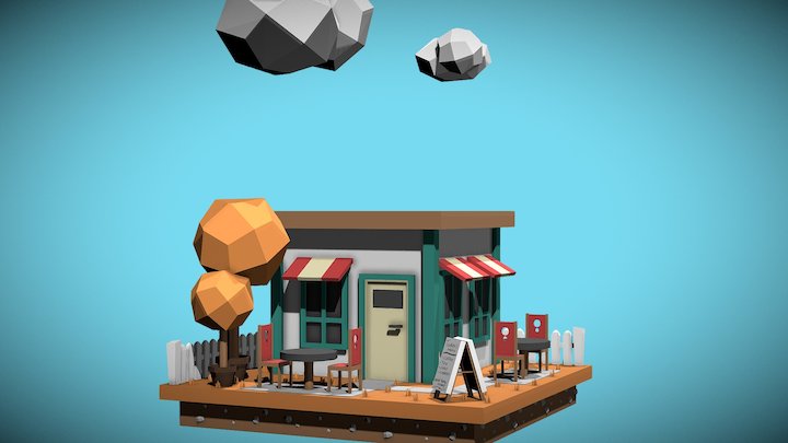 Isometric Terrace Café 3D Model
