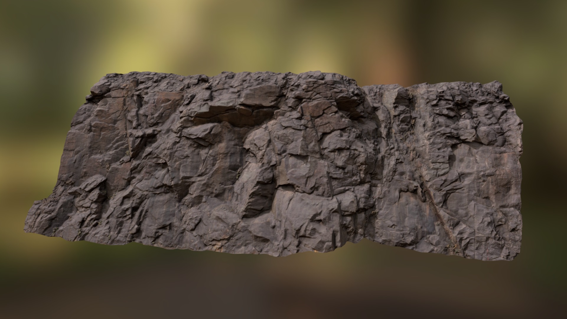 3D model Quarry Cliff 3 Mid Poly - This is a 3D model of the Quarry Cliff 3 Mid Poly. The 3D model is about a rock with a dark background.