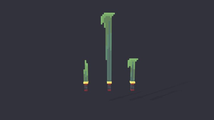 Jade Stone Swords 3D Model