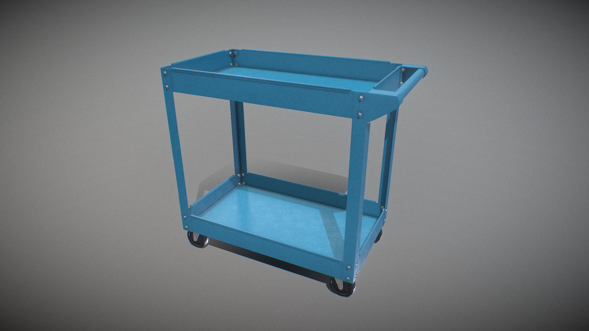 3D model Blue painted Steel-Cart - This is a 3D model of the Blue painted Steel-Cart. The 3D model is about a blue shopping cart.