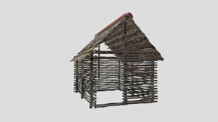 Primitive Hut 1C (Barn) 3D Model