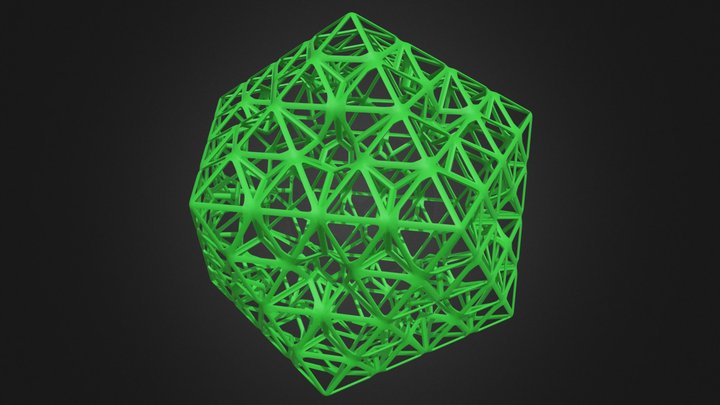 Wireframe Shape Icosahedron Flake 3D Model