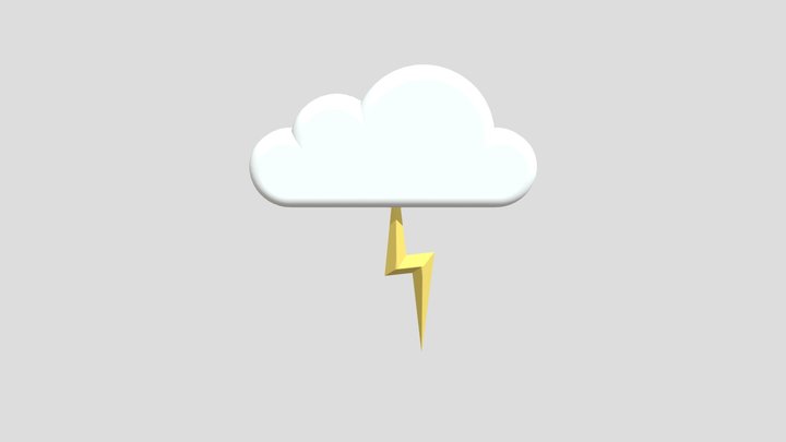 Cloud With Lightning Bolt 3D Model