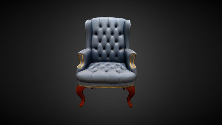 Blue Leather Chair 3D Model