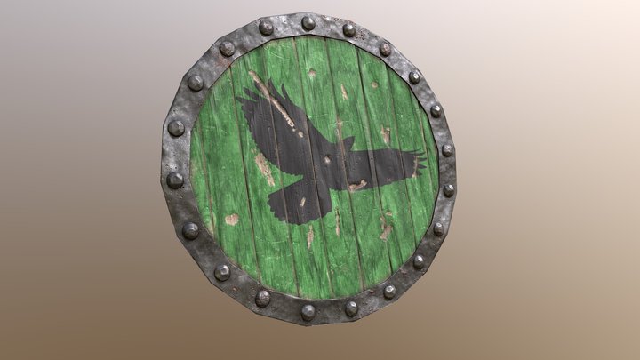 Round Wooden Shield 3D Model