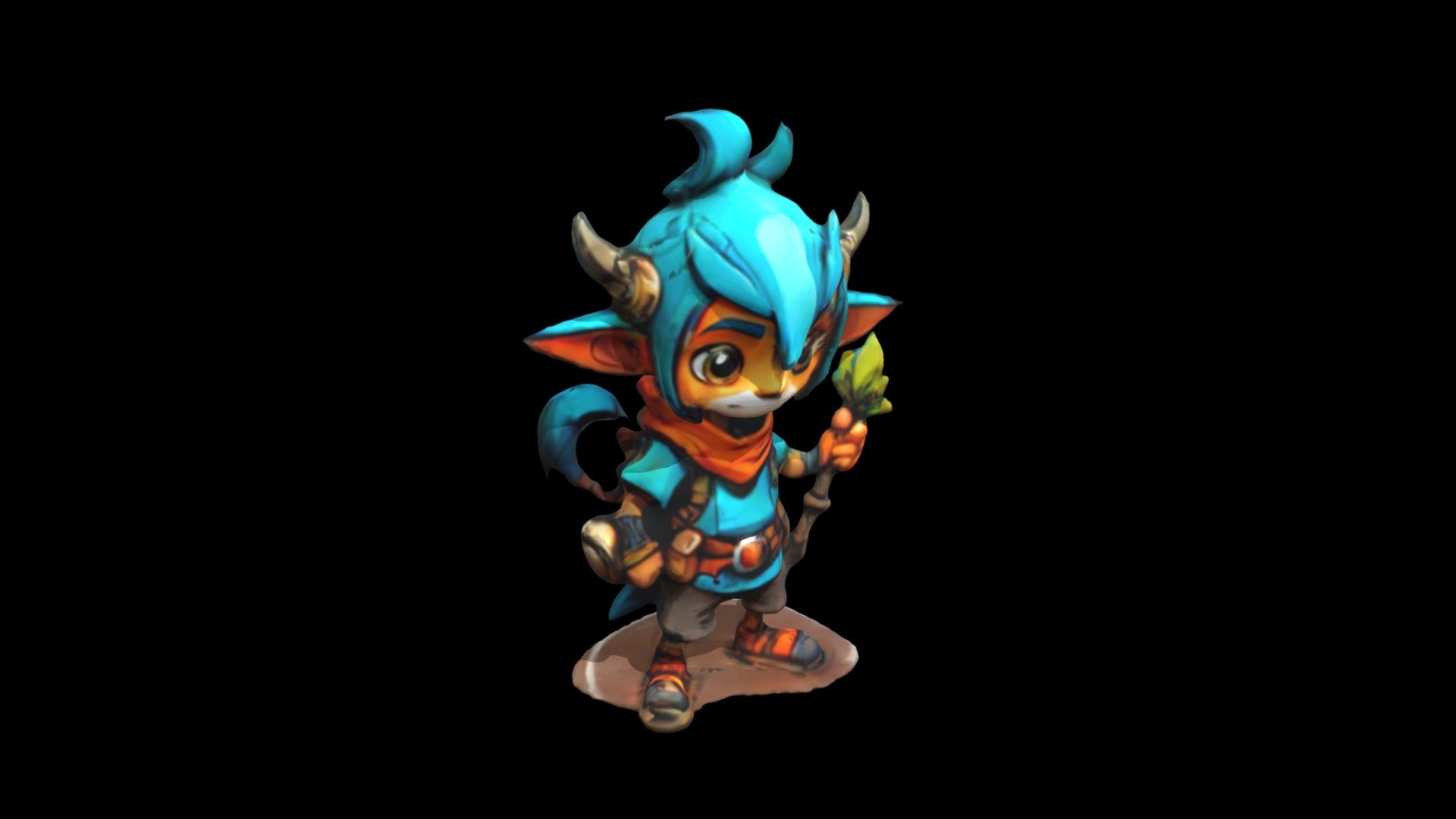 a cartoon character with horns and blue hair - Download Free 3D model ...
