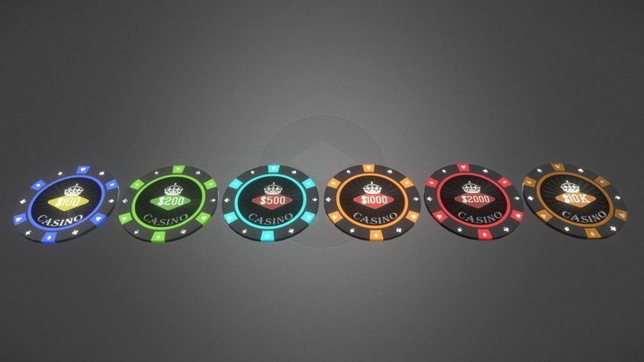 Poker Chips, Lowpoly 3D Model