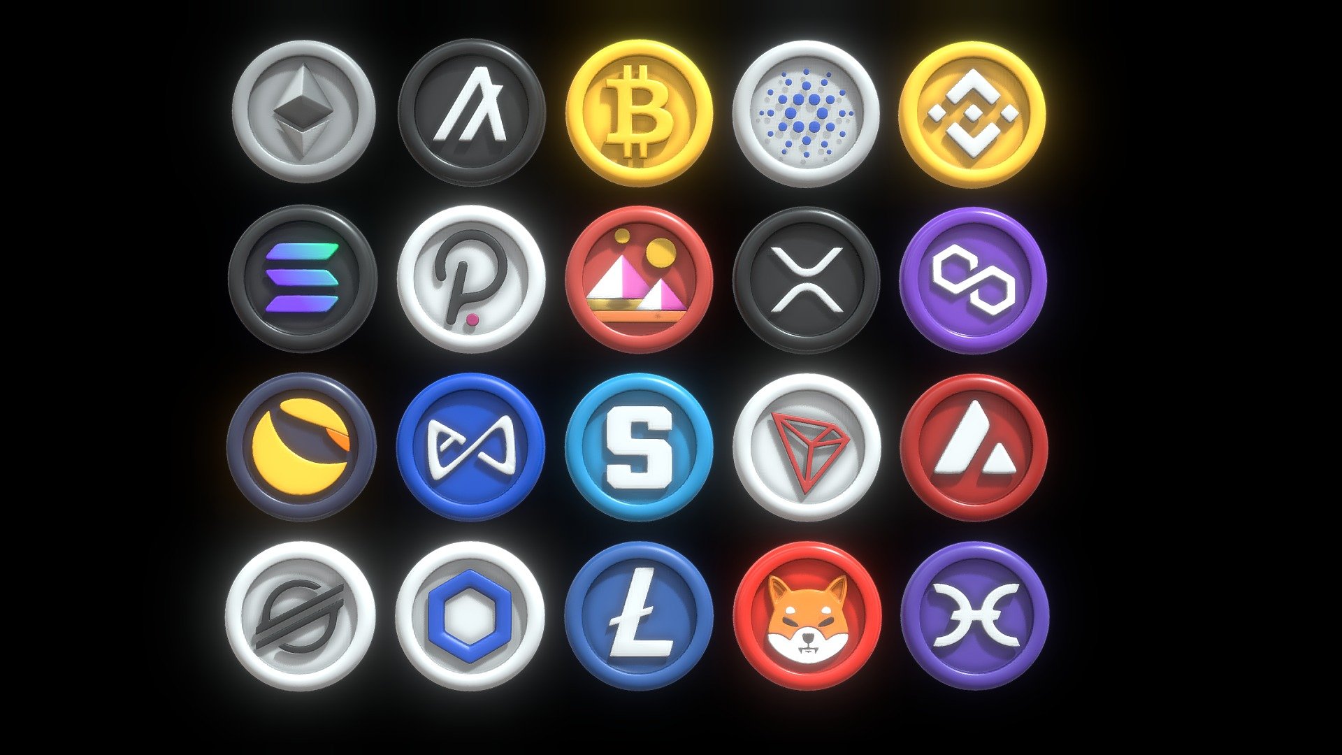 20 Cryptocurrency coin pack with cartoon style - 3D model by pakyucangkun  [286e8e6] - Sketchfab