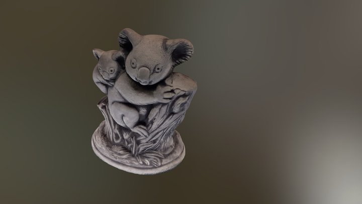 Koala Bear Stone Statue 3D Model