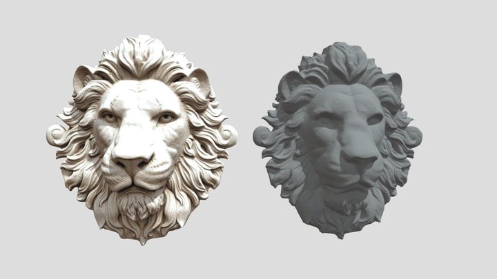 Statue Lion Face 007 – Gratis 3D-model STL