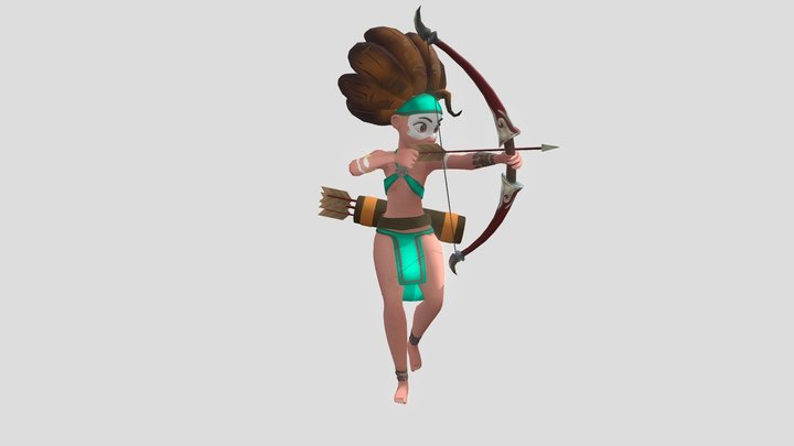 Warrior Princess Aim Walk 3D Model