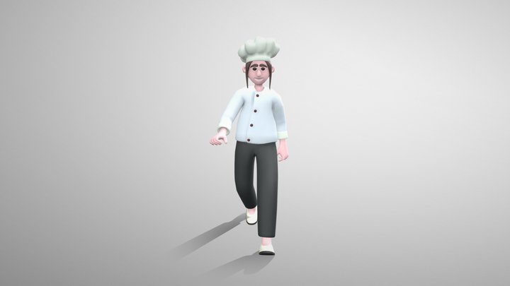 Stylized Girl Cook - Mixamo Rigged Character 3D Model