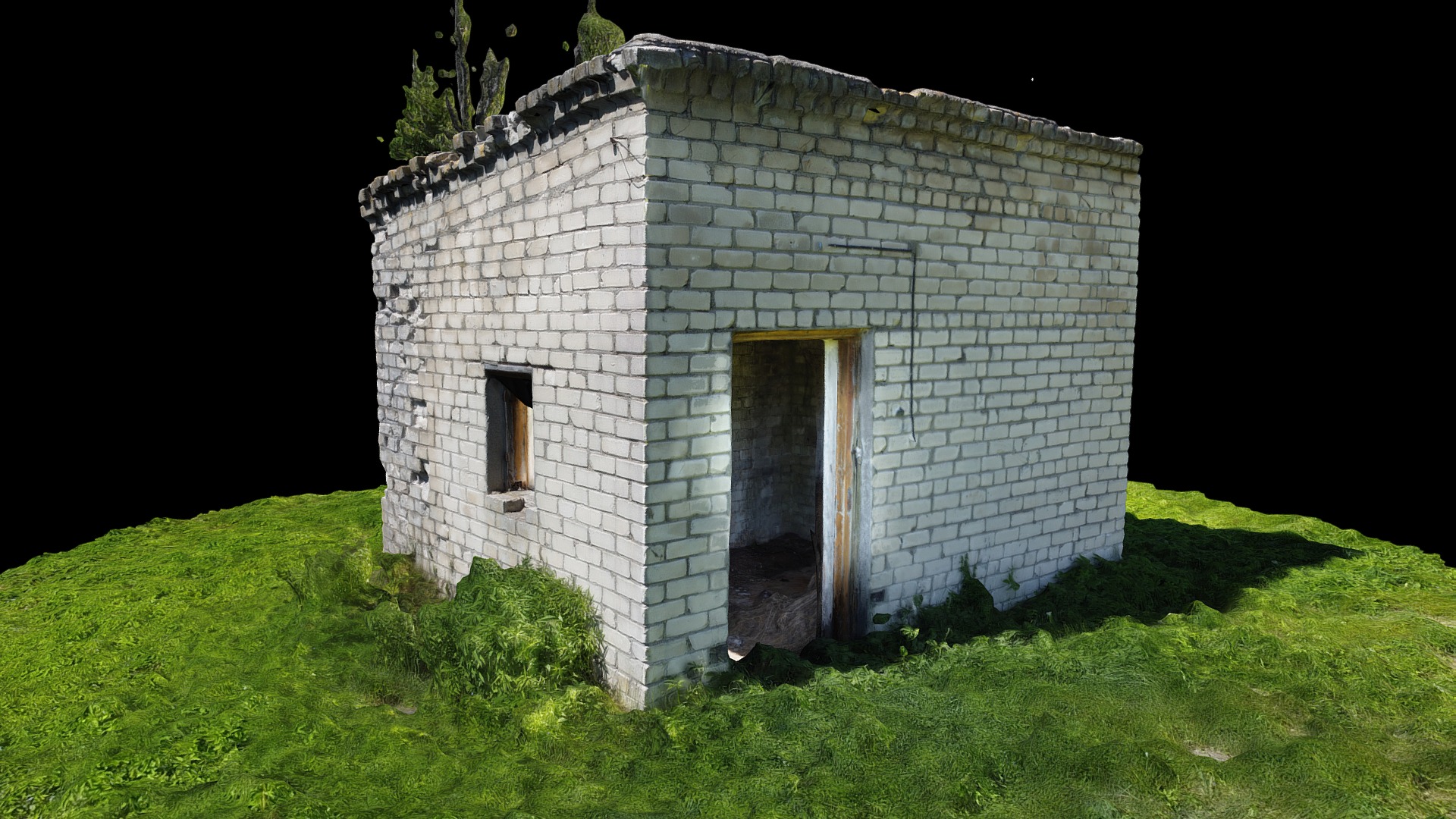 3D model Beautiful Small Brick House - This is a 3D model of the Beautiful Small Brick House. The 3D model is about a stone building on a grassy hill.