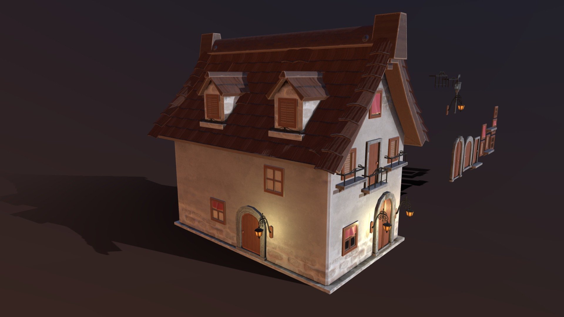 Stylized House Lowpoly - 3D model by pr0x1madigital [2880048] - Sketchfab