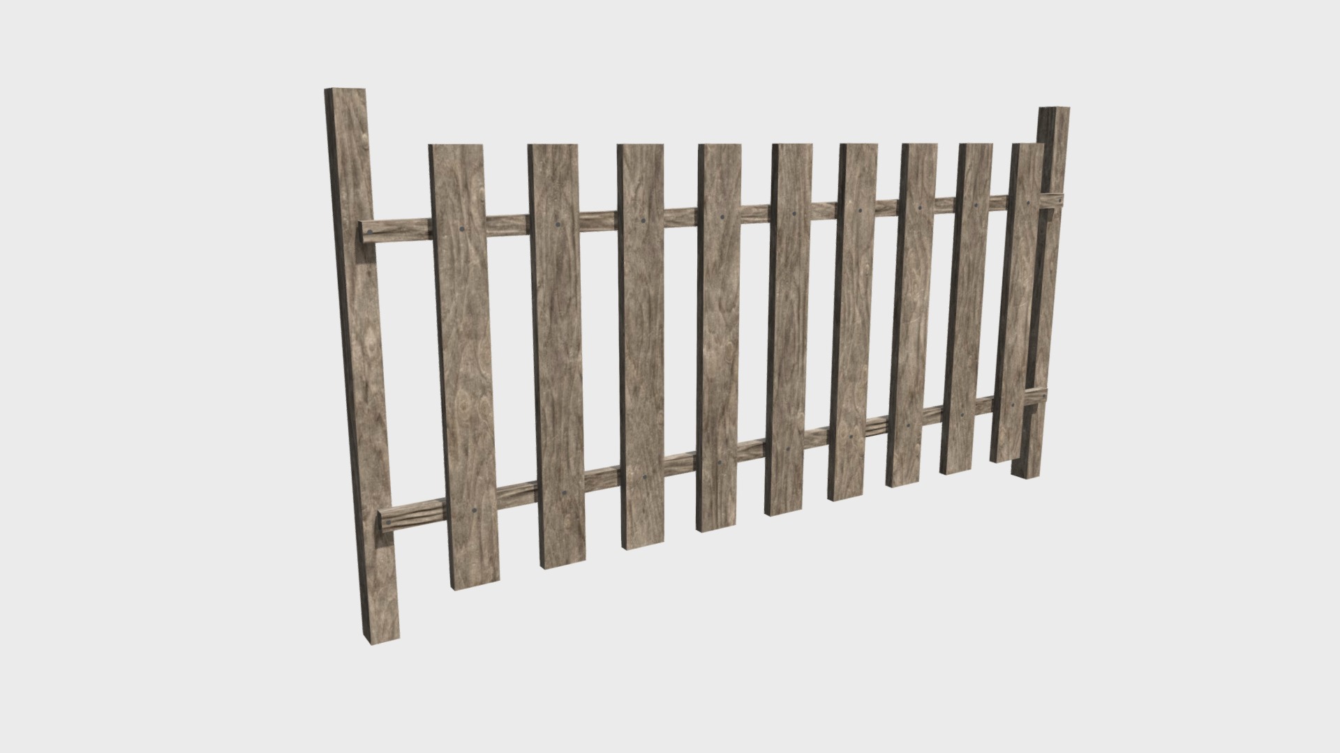 3D model Wooden Fence - This is a 3D model of the Wooden Fence. The 3D model is about a wooden fence with a white background.