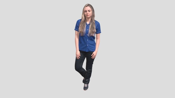 Portrait Of A Woman In A Blue Uniform