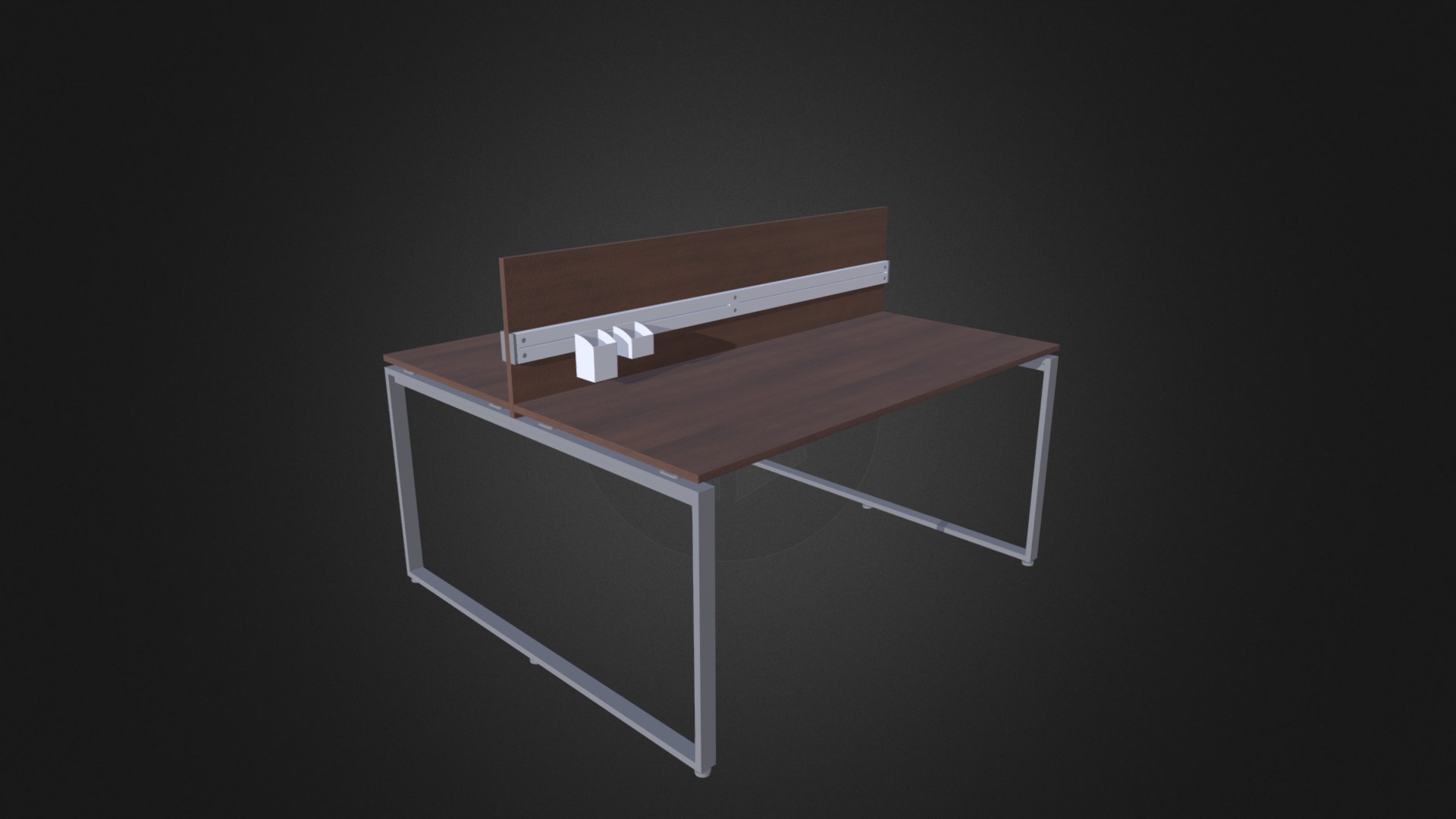 3D model Office Desk - This is a 3D model of the Office Desk. The 3D model is about a wooden table with a white frame.