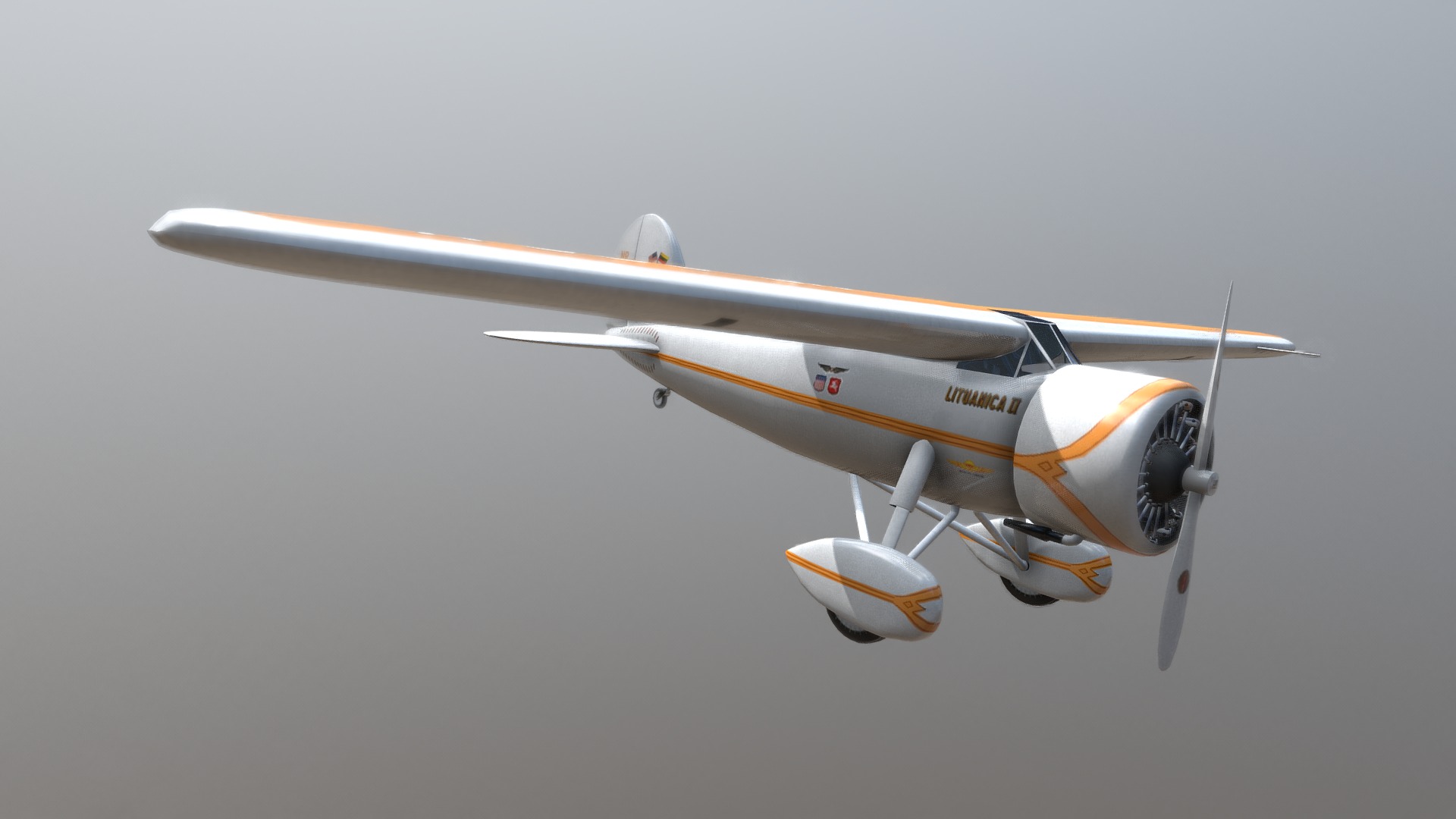 3D model Lockheed L 5B Vega Lituanica 2 NR 926 Y - This is a 3D model of the Lockheed L 5B Vega Lituanica 2 NR 926 Y. The 3D model is about a small airplane flying in the sky.