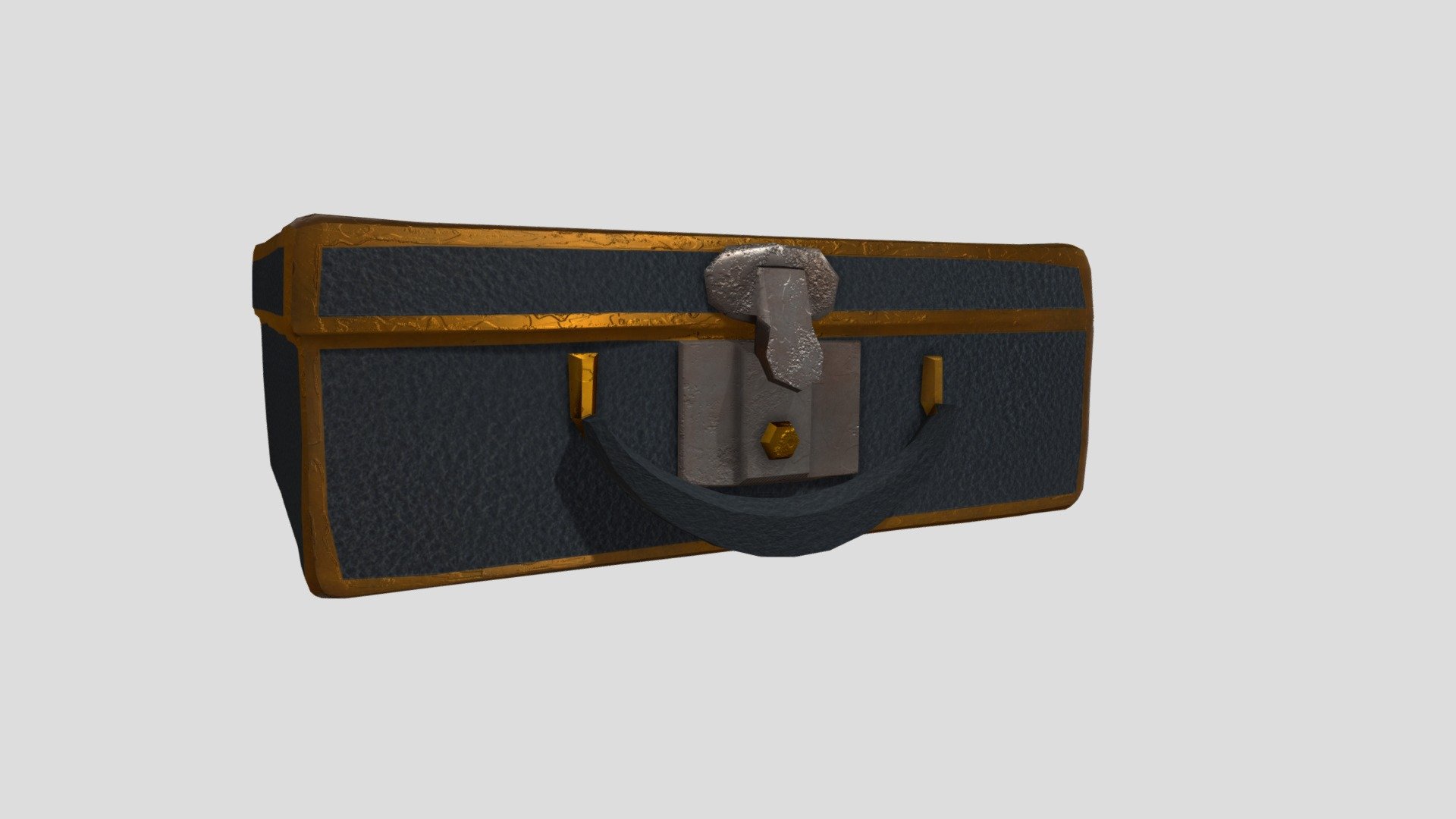 Leather suitcase with acid-washed gold trimmings