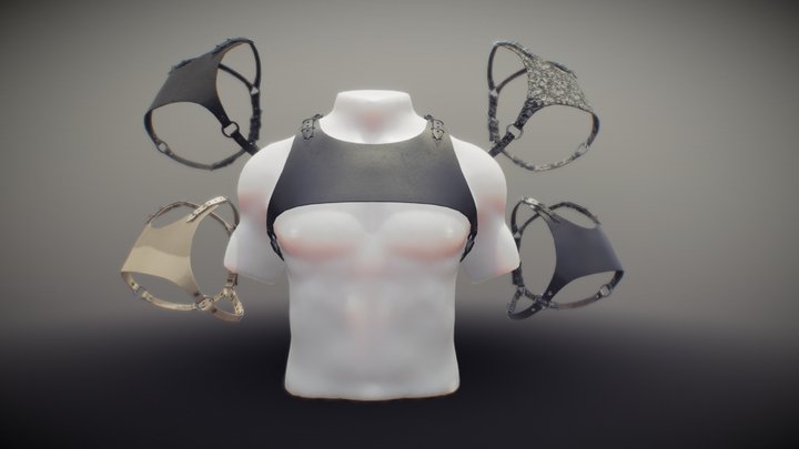 PBR Male Chest Harness accessory variations 3D Model