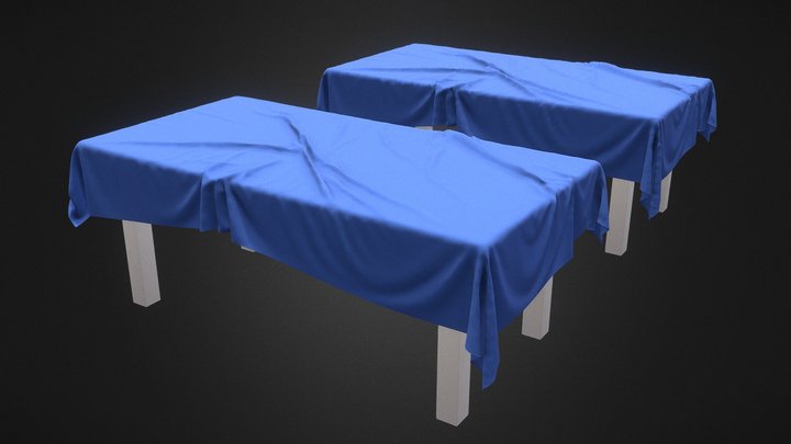 Table with wrinkled cloth 3D Model