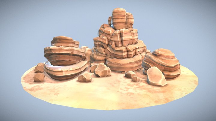Stylized Desert Rocks 3D Model