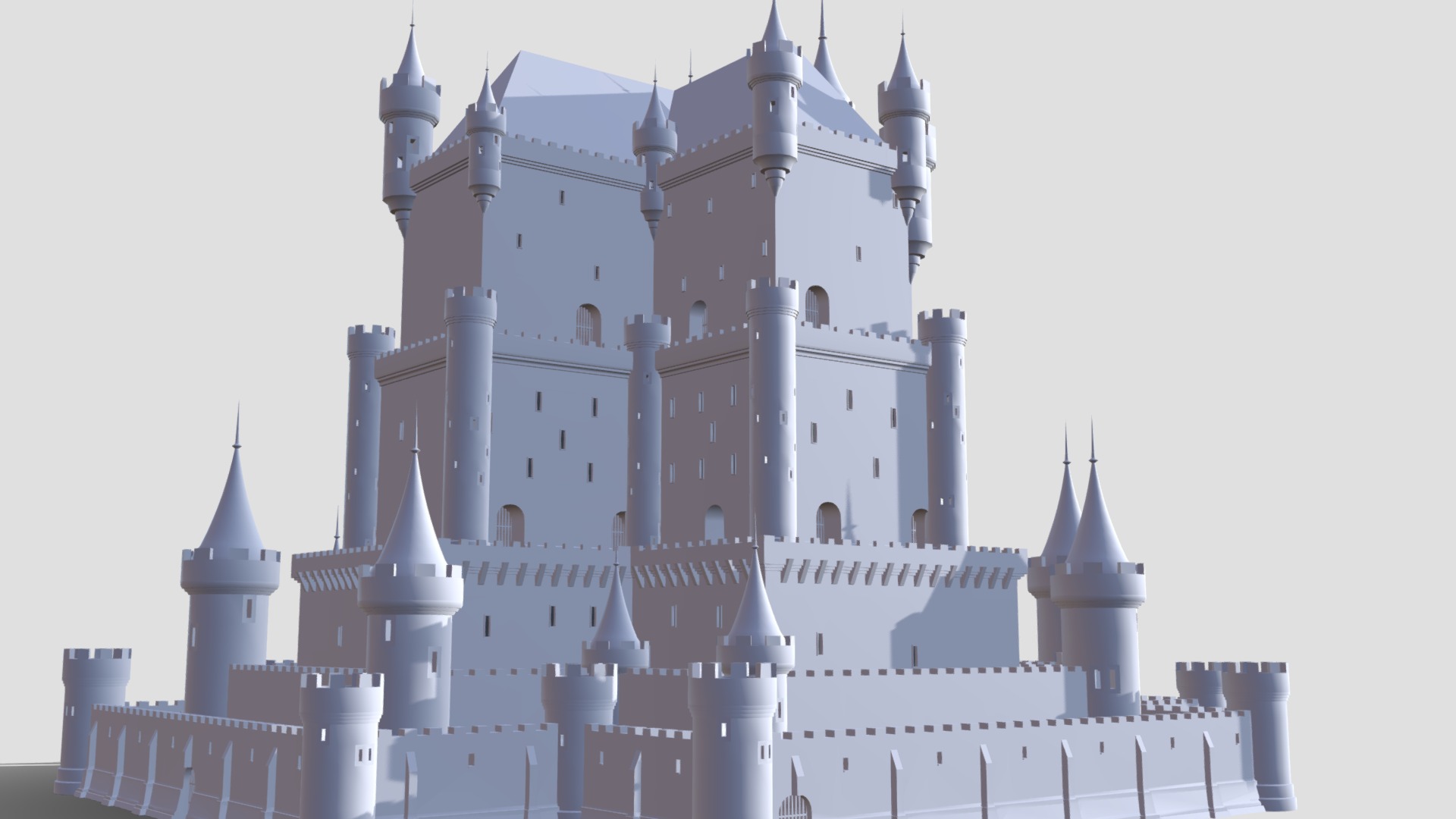 3D model Castle 3 - This is a 3D model of the Castle 3. The 3D model is about a white castle with towers.