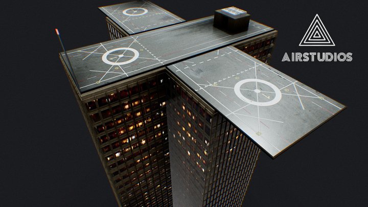 Low Poly - Futuristic Sci-fi Skyscraper Building 3D Model