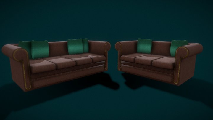 Chesterfield Sofa Set 3D Model