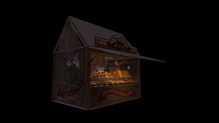 Christmas Market Bakery Chalet 3D Model