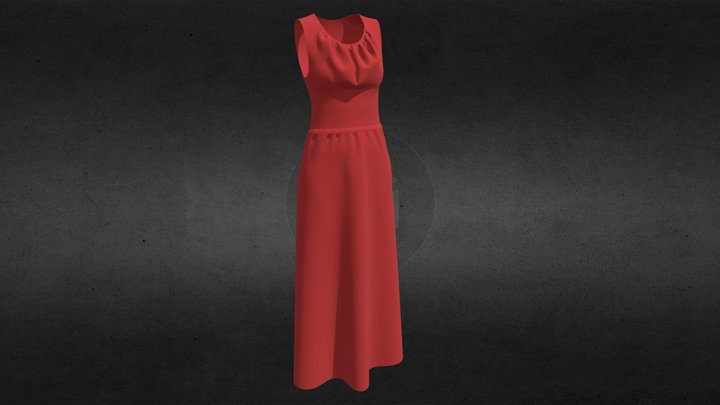 Long Red Sleeveless 3D Model