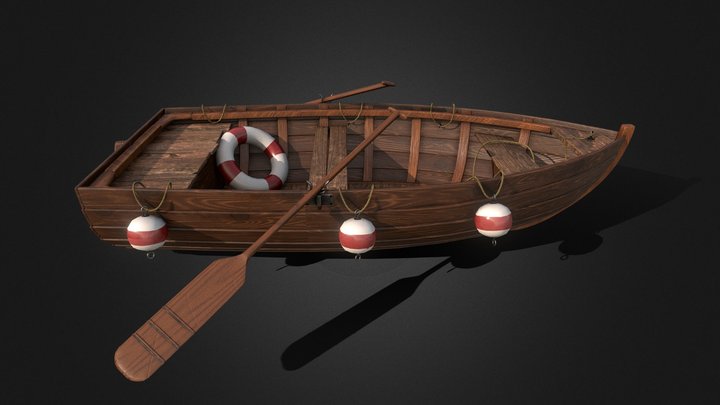 Old Wooden Boat 3D Model