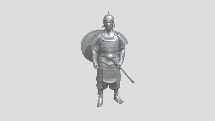 Ancient armored warrior with sword and shield 3D Model