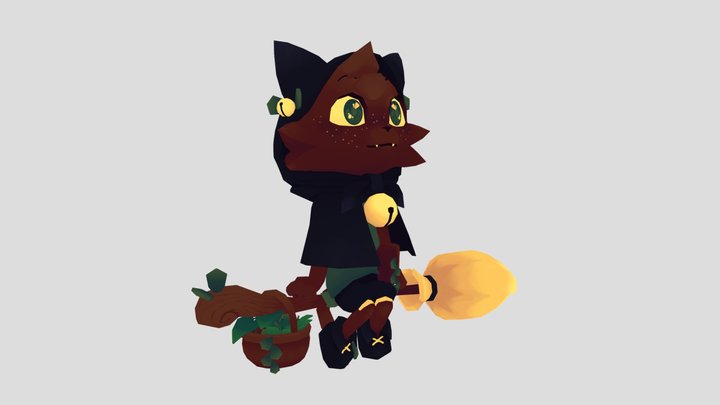 Chamomille, the witch cat 3D Model