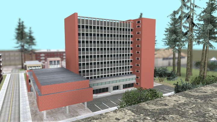 Neobrutalism styled Institute building scenery 3D Model