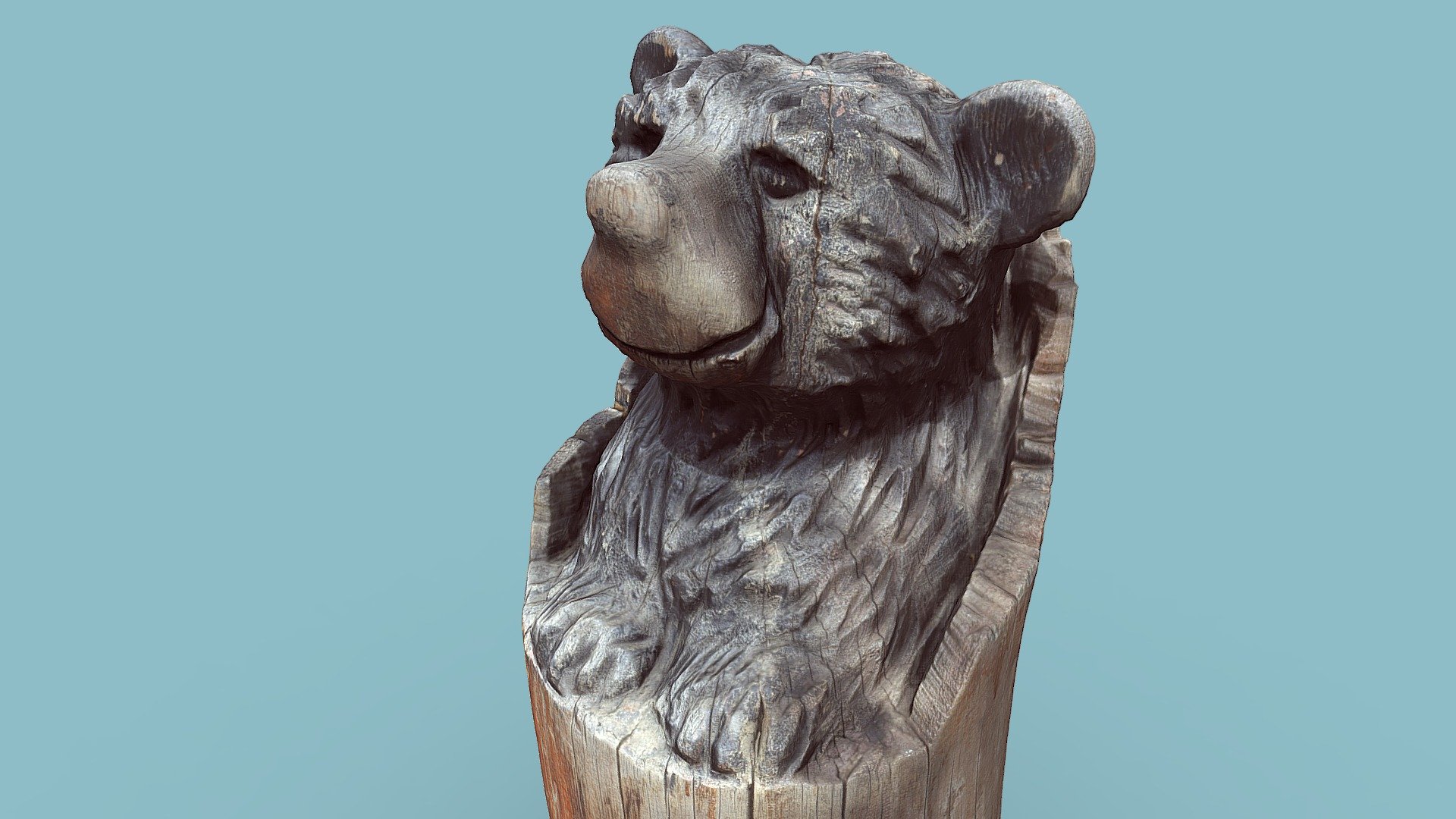 Wooden bear totem scan
