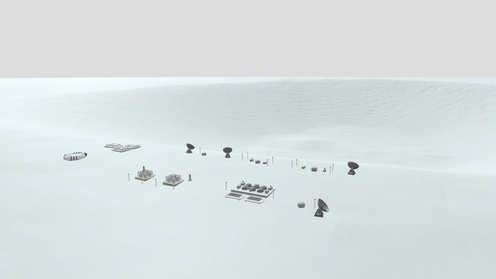 Crater and buildings 2 3D Model