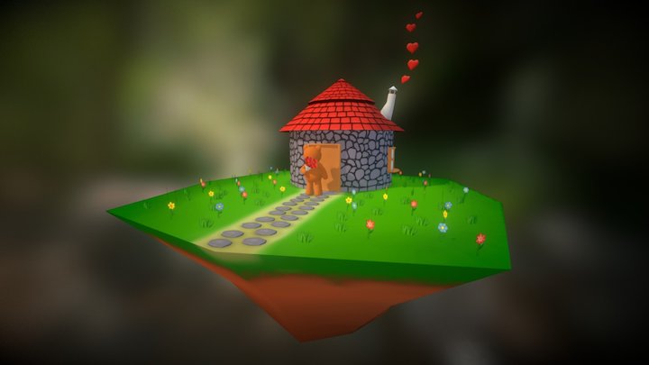 Valentine Hut Scene 3D Model