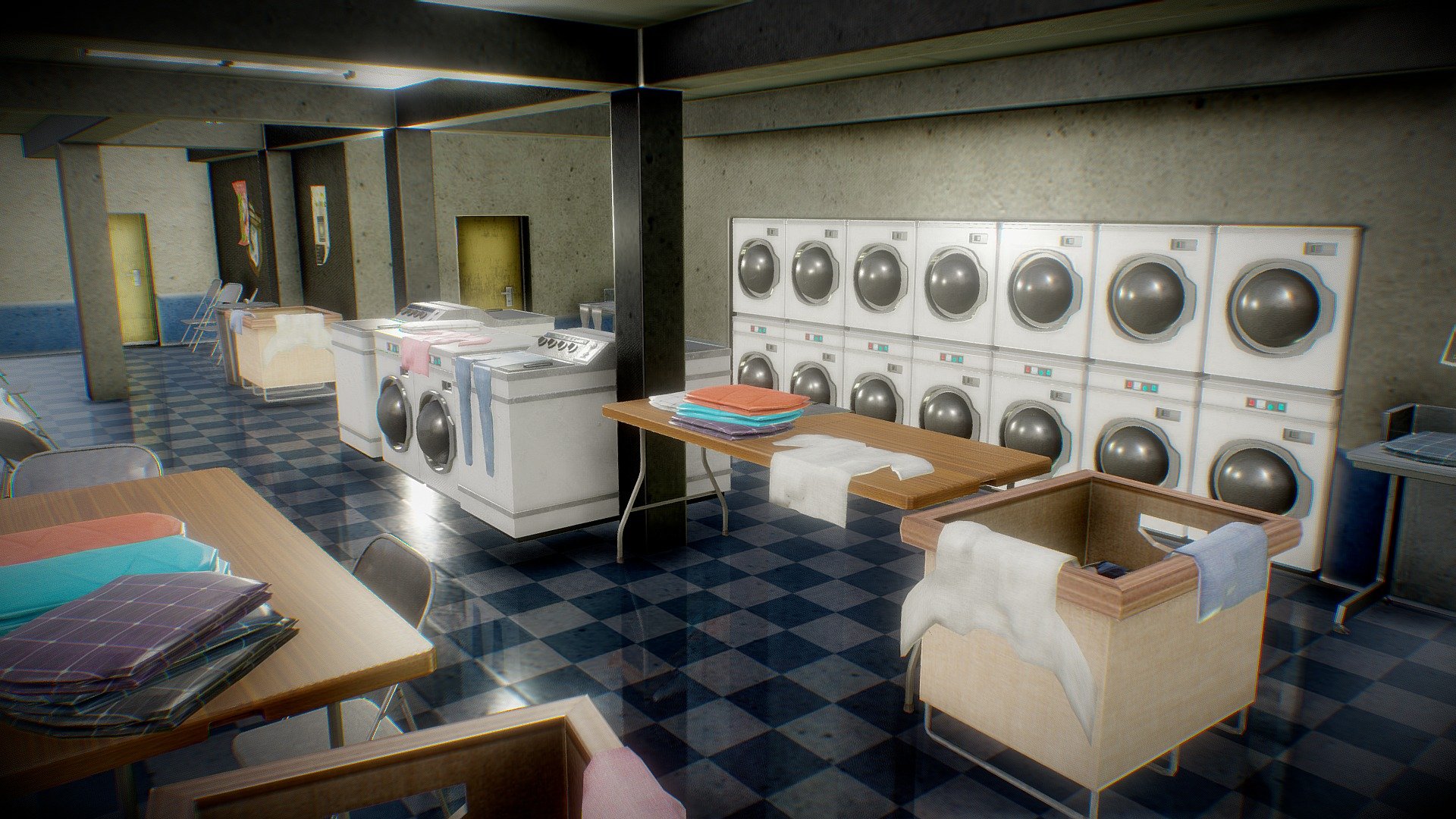 Realistic Modern Laundromat Asset Package Buy Royalty Free 3D model