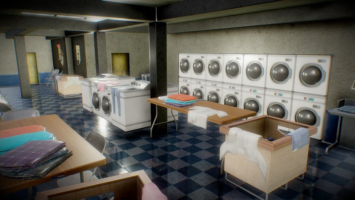 Realistic Modern Laundromat Asset Package 3D Model