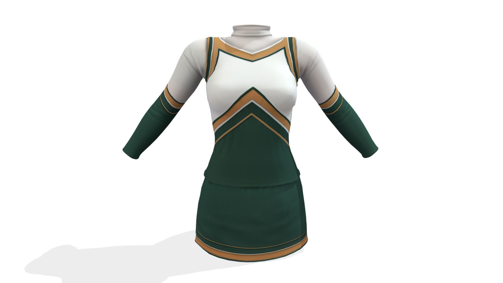 Female Turtle Neck Cheerleader Uniform - Buy Royalty Free 3D model by ...