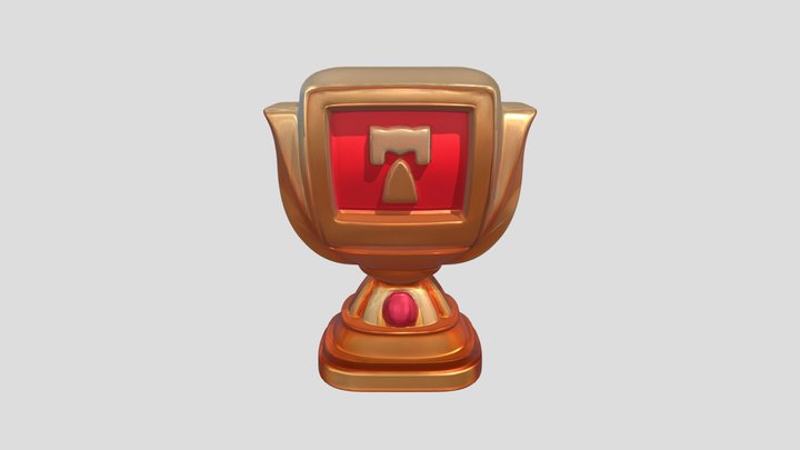 Slot machine trophy cup with number seven 3D Model