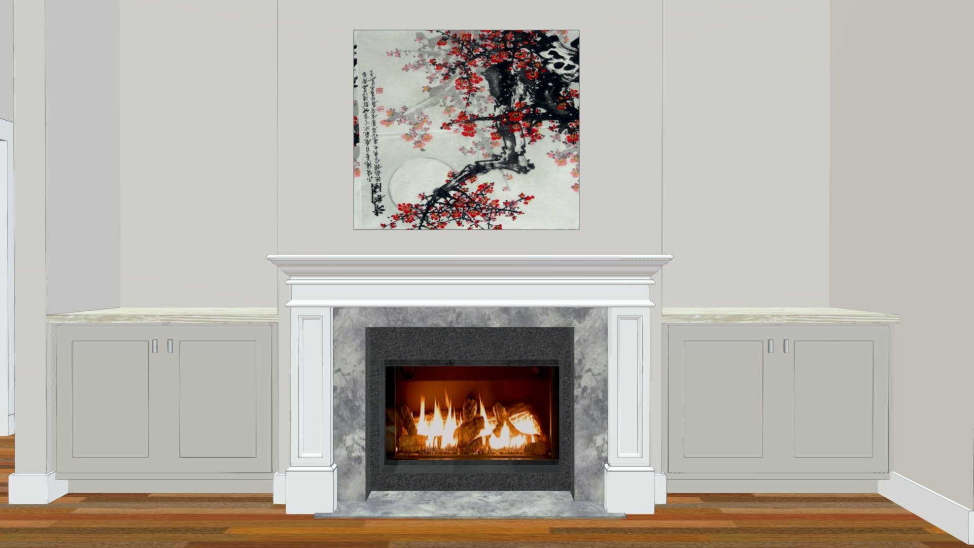 Greatroom fireplace v2 - darker cabinets