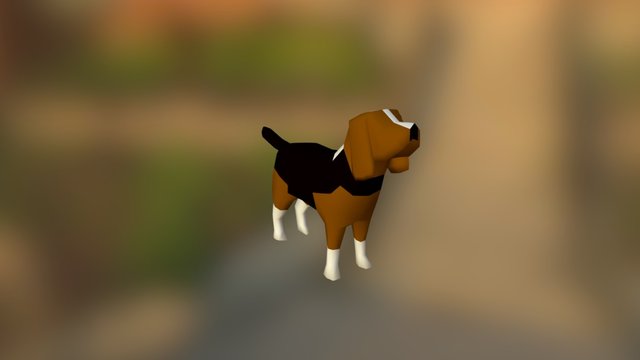 Beagle Dow Low Poly 3D Model