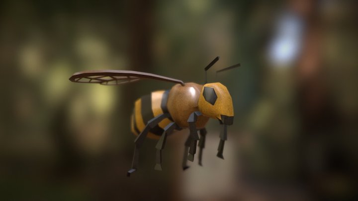 Low-poly Honeybee 3D Model