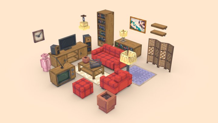 Minecraft Living Room 3D Model