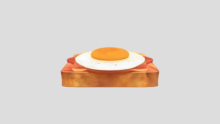 Eggs on toast 3D Model