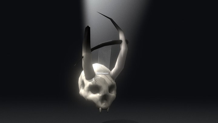 Skull lyre - Low Poly 3D Model